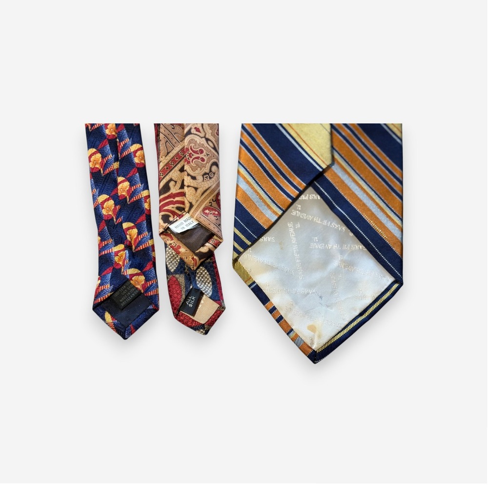 4 Piece Vintage Silk Tie Bundle Barcelino Tom James Saks - Picture 8 of 8